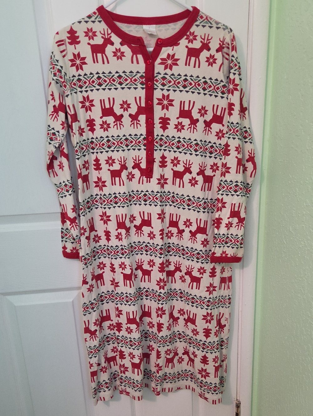 Hanna Andersson Womens reindeer pajamas nightgown Sz Small Organic Cotton